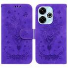 For Redmi 13 4G Butterfly Rose Embossed Leather Phone Case(Purple) - 1