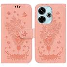 For Redmi 13 4G Butterfly Rose Embossed Leather Phone Case(Pink) - 1