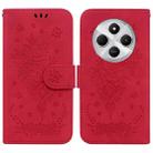 For Redmi 14C 4G Butterfly Rose Embossed Leather Phone Case(Red) - 1