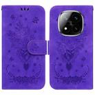 For Redmi Note 14 Pro / Note 14 Pro+ 5G Butterfly Rose Embossed Leather Phone Case(Purple) - 1