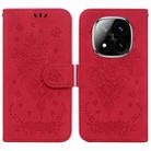 For Redmi Note 14 Pro / Note 14 Pro+ 5G Butterfly Rose Embossed Leather Phone Case(Red) - 1