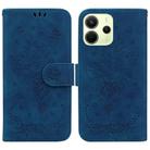 For Redmi Note 14 4G 164.84mm Butterfly Rose Embossed Leather Phone Case(Blue) - 1