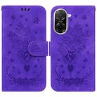 For Redmi A5 4G 173.3mm Butterfly Rose Embossed Leather Phone Case(Purple) - 1