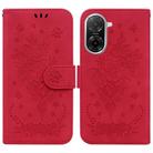 For Redmi A5 4G 173.3mm Butterfly Rose Embossed Leather Phone Case(Red) - 1