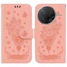 For Redmi K80 / K80 Pro / Xiaomi Poco F7 Pro Butterfly Rose Embossed Leather Phone Case(Pink) - 1