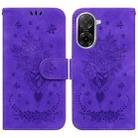 For Redmi A5 4G 171.7mm Butterfly Rose Embossed Leather Phone Case(Purple) - 1