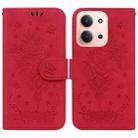 For Redmi 15C 4G 173.1mm / 15C 5G 173.1mm Butterfly Rose Embossed Leather Phone Case(Red) - 1