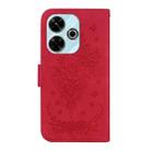 For Xiaomi Poco M6 4G Butterfly Rose Embossed Leather Phone Case(Red) - 3