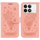 For Xiaomi Poco F6 Pro Butterfly Rose Embossed Leather Phone Case(Pink) - 1