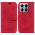 For Xiaomi 14T Butterfly Rose Embossed Leather Phone Case(Red) - 1