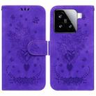 For Xiaomi 15 Butterfly Rose Embossed Leather Phone Case(Purple) - 1