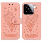For Xiaomi 15 Butterfly Rose Embossed Leather Phone Case(Pink) - 1