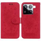 For Xiaomi 15 Pro Butterfly Rose Embossed Leather Phone Case(Red) - 1