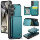 For Samsung Galaxy S24 5G JEEHOOD J05 Business Magnetic Style RFID Leather Phone Case(Blue Green) - 1