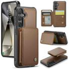 For Samsung Galaxy S24 5G JEEHOOD J05 Business Magnetic Style RFID Leather Phone Case(Brown) - 1