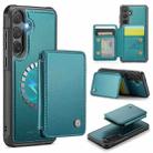 For Samsung Galaxy S24 FE 5G JEEHOOD J05 Business Magnetic Style RFID Leather Phone Case(Blue Green) - 1