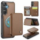 For Samsung Galaxy S24 FE 5G JEEHOOD J05 Business Magnetic Style RFID Leather Phone Case(Brown) - 1