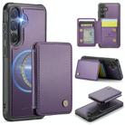 For Samsung Galaxy S25 5G JEEHOOD J05 Business Magnetic Style RFID Leather Phone Case(Purple) - 1