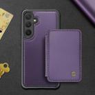 For Samsung Galaxy S25+ 5G JEEHOOD J05 Business Magnetic Style RFID Leather Phone Case(Purple) - 2