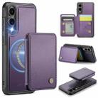 For Samsung Galaxy S25 Edge 5G JEEHOOD J05 Business Magnetic Style RFID Leather Phone Case(Purple) - 1