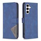 For Samsung Galaxy M35 Magnetic Buckle Rhombus Texture Leather Phone Case(Blue) - 1