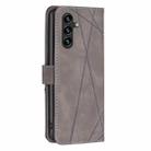 For Samsung Galaxy M36 5G Magnetic Buckle Rhombus Texture Leather Phone Case(Grey) - 3