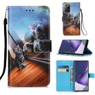 For Samsung Galaxy Note20 Ultra Colored Drawing Pattern Plain Weave Horizontal Flip Leather Case with Holder & Card Slot & Wallet & Lanyard(Mirror Cat) - 1