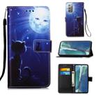 For Samsung Galaxy Note20 Colored Drawing Pattern Plain Weave Horizontal Flip Leather Case with Holder & Card Slot & Wallet & Lanyard(Cat And Sun) - 1