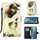 For Samsung Galaxy Note20 Colored Drawing Pattern Plain Weave Horizontal Flip Leather Case with Holder & Card Slot & Wallet & Lanyard(Cat Looking) - 1