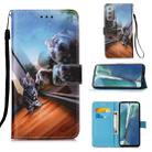 For Samsung Galaxy Note20 Colored Drawing Pattern Plain Weave Horizontal Flip Leather Case with Holder & Card Slot & Wallet & Lanyard(Mirror Cat) - 1