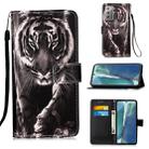 For Samsung Galaxy Note20 Colored Drawing Pattern Plain Weave Horizontal Flip Leather Case with Holder & Card Slot & Wallet & Lanyard(Black And White Tiger) - 1