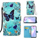 For Xiaomi Redmi 9A Colored Drawing Pattern Plain Weave Horizontal Flip Leather Case with Holder & Card Slot & Wallet & Lanyard(Caring Butterfly) - 1