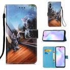 For Xiaomi Redmi 9A Colored Drawing Pattern Plain Weave Horizontal Flip Leather Case with Holder & Card Slot & Wallet & Lanyard(Mirror Cat) - 1
