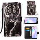 For Xiaomi Redmi 9A Colored Drawing Pattern Plain Weave Horizontal Flip Leather Case with Holder & Card Slot & Wallet & Lanyard(Black And White Tiger) - 1