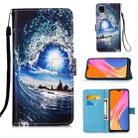 For Xiaomi Redmi 9C Colored Drawing Pattern Plain Weave Horizontal Flip Leather Case with Holder & Card Slot & Wallet & Lanyard(Waves And Sun) - 1