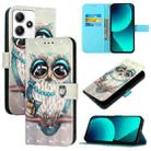 For Redmi 12 4G / 5G Global India / Note 12R 3D Painting Horizontal Flip Leather Phone Case(Grey Owl) - 1