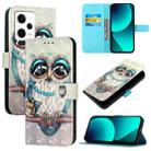 For Redmi Note 12 Explorer 3D Painting Horizontal Flip Leather Phone Case(Grey Owl) - 1
