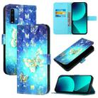 For Redmi 9 Power / 9T Global / Xiaomi Poco M3 3D Painting Horizontal Flip Leather Phone Case(Golden Butterfly) - 1