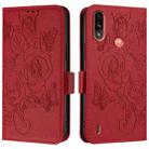 For Motorola Moto E7 Power 2021 Embossed Rose RFID Anti-theft Leather Phone Case(Red) - 2