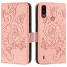 For Motorola Moto E7 Power 2021 Embossed Rose RFID Anti-theft Leather Phone Case(Pink) - 2