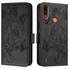 For Motorola Moto E7 Power 2021 Embossed Rose RFID Anti-theft Leather Phone Case(Black) - 2