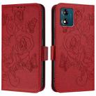 For Motorola Moto E13 4G 2023 Embossed Rose RFID Anti-theft Leather Phone Case(Red) - 2