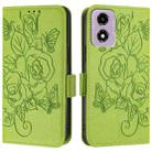 For Motorola Moto E14 Embossed Rose RFID Anti-theft Leather Phone Case(Green) - 2