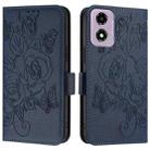 For Motorola Moto E14 Embossed Rose RFID Anti-theft Leather Phone Case(Dark Blue) - 2