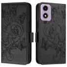 For Motorola Moto E14 Embossed Rose RFID Anti-theft Leather Phone Case(Black) - 2