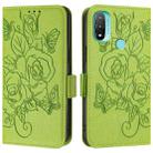 For Motorola Moto E20 / E30 / E40 Embossed Rose RFID Anti-theft Leather Phone Case(Green) - 2