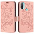 For Motorola Moto E20 / E30 / E40 Embossed Rose RFID Anti-theft Leather Phone Case(Pink) - 2