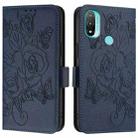 For Motorola Moto E20 / E30 / E40 Embossed Rose RFID Anti-theft Leather Phone Case(Dark Blue) - 2