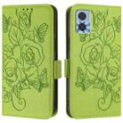 For Motorola Moto E22 4G / E22i 4G Embossed Rose RFID Anti-theft Leather Phone Case(Green) - 2