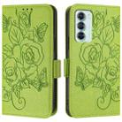 For Motorola Edge S30 / Moto G200 5G Embossed Rose RFID Anti-theft Leather Phone Case(Green) - 2